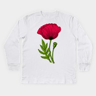 Red poppy 3 Kids Long Sleeve T-Shirt